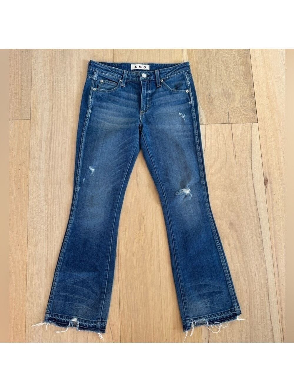 AMO Jane Old School Jeans Distressed Medium Wash Size 27 NWOT